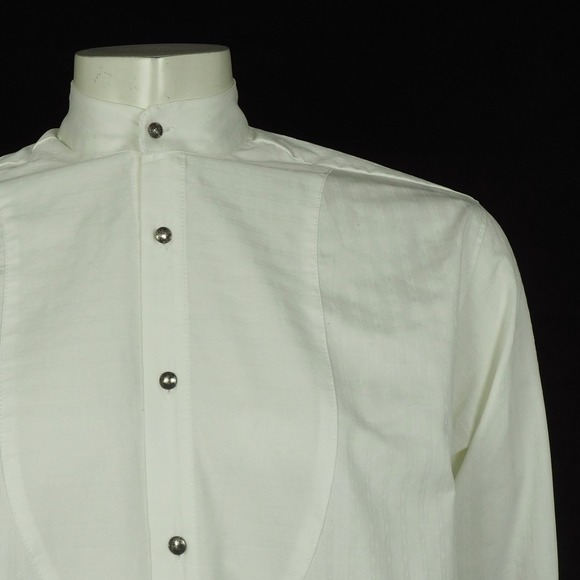Wah Maker Button Down Shirt Mens Small Cream Diamond Dobby Banded Collar - Picture 2 of 4